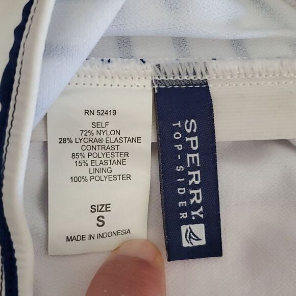 Sperry Top Sider Navy Blue & White Striped Nautical Tankini Bathing Suit Size S - Picture 15 of 15